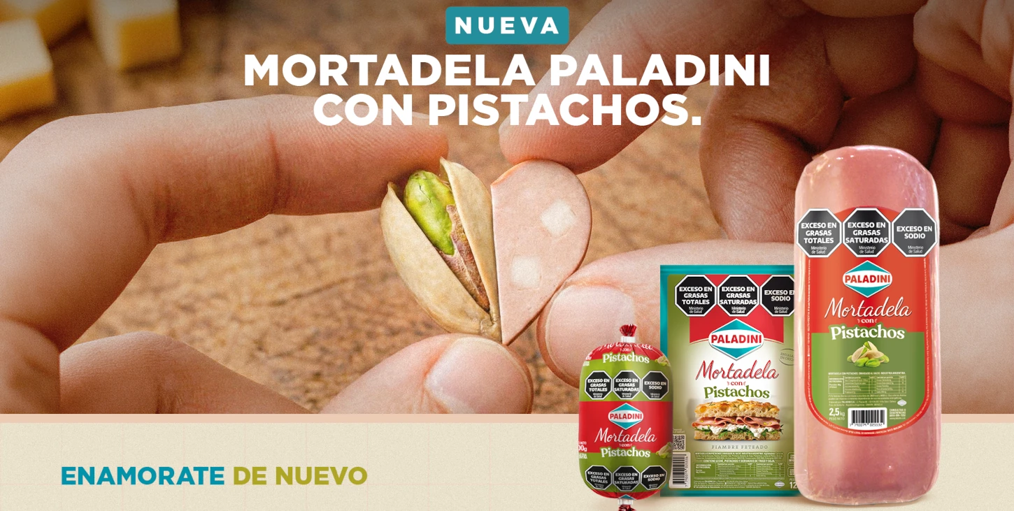 Nuevo, Mortadela Paladini con Pistachos. Enamorate de Nuevo.